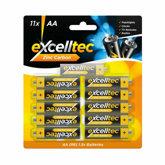 11 x Heavy Duty Zinc Carbon AA Batteries 1.5V Camera TV Flashlights
