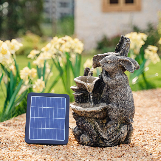 Solar Powered Garden Water Feature Fountain LED Lights Outdoor Statues