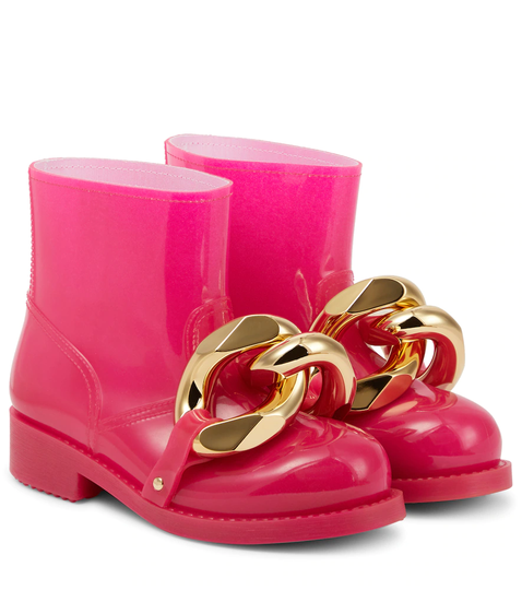 Chain-detail rubber boots