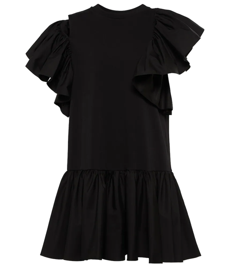 Ruffled cotton jersey minidress