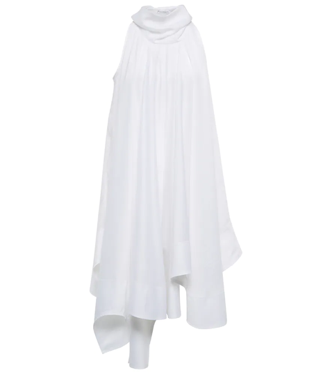 Cowl-neck asymmetric midi dress