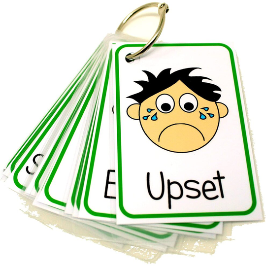 Feelings and Emotions Flash Cards Boys - Non Verbal Visual Aid Speech Delay for Children and adults with Autism, Special Needs ASD ADHD