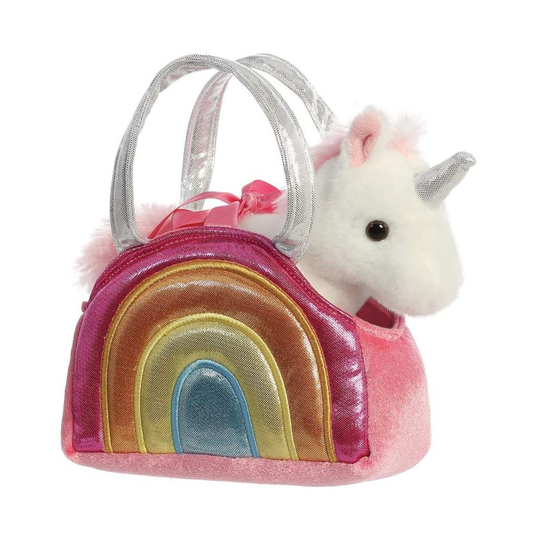 AURORA, Fancy Pals, 61171, Rainbow Unicorn Soft Toy In A Handbag, Gift Idea, Multi-Colour