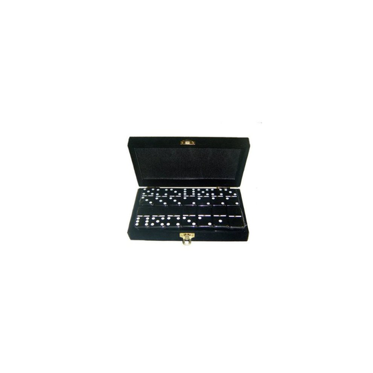 Marion Domino Double 6 Black Jumbo Tournament Professional Size w/Spinners in Elegant Black Velvet Box.