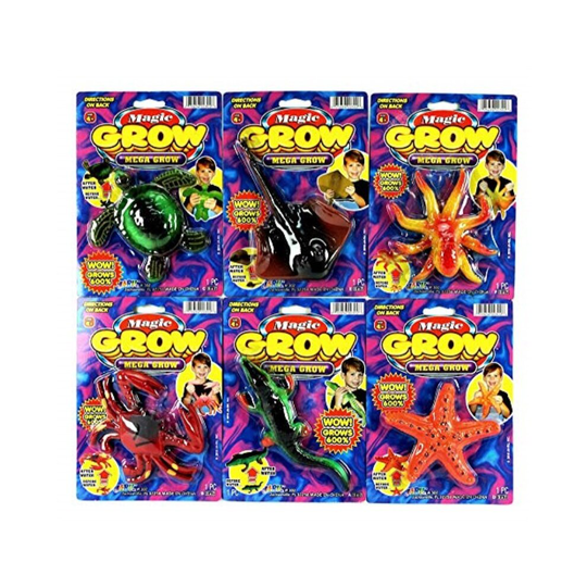 JARU Magic Grow Sea Creatures 6 Units Assorted Grows Over 300% The Size. Water Growing Toy for Kids & Adults. Party Favors. 3026A