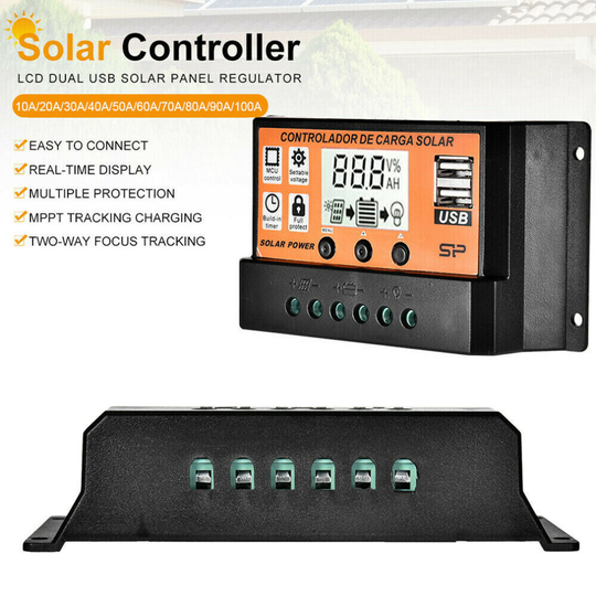 100A LCD MPPT/PWM Solar Panel Battery Regulator Charge Controller Dual USB