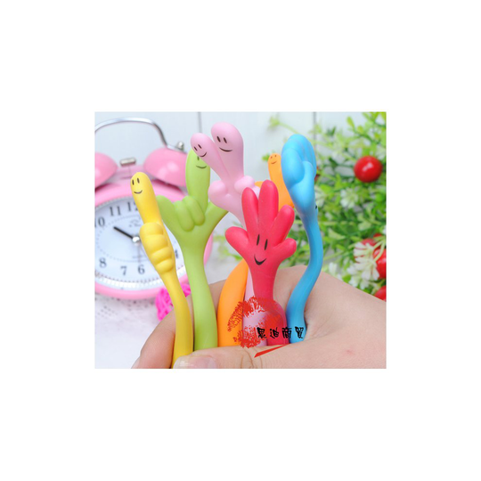 Novelty Bendable Funky Hand Shape Ballpoint Pen Party Gift Bag Fillers School Student Teacher Reward Fist In Yellow