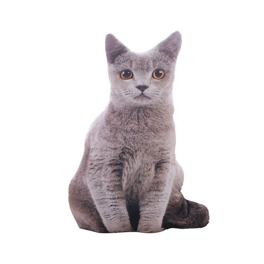 (Grey) 50CM 3DSimulation Cat Pillow Doll Cushion Plush Toy