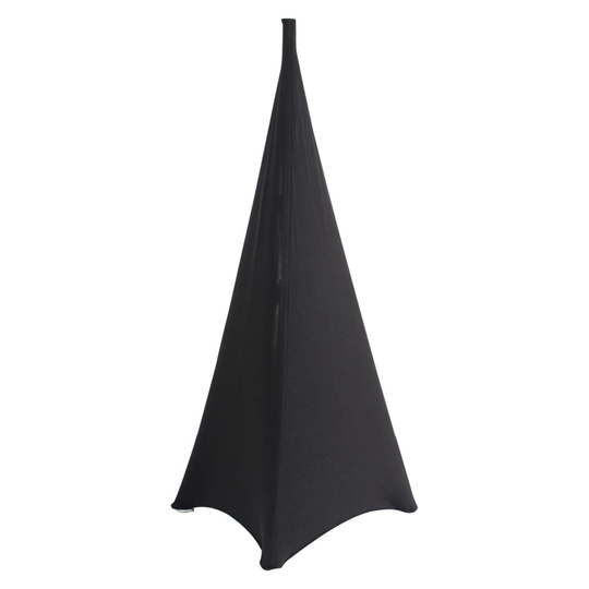 (Black, 2pcs) Triple Sided Stretch Tripod Speaker Stand Cover DJ for Birthdays, Weddings