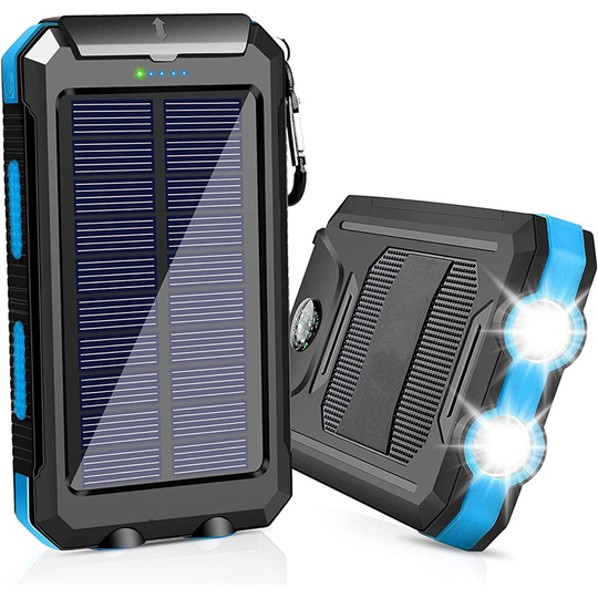 Portable Solar Power 30000mAh Bank Battery Charger 2 USB LED For Phone