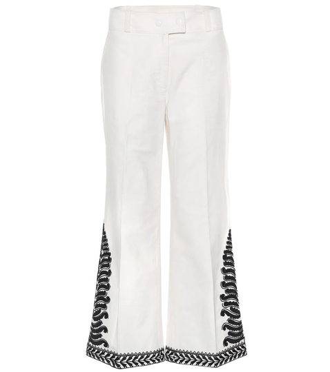 Embroidered cotton trousers