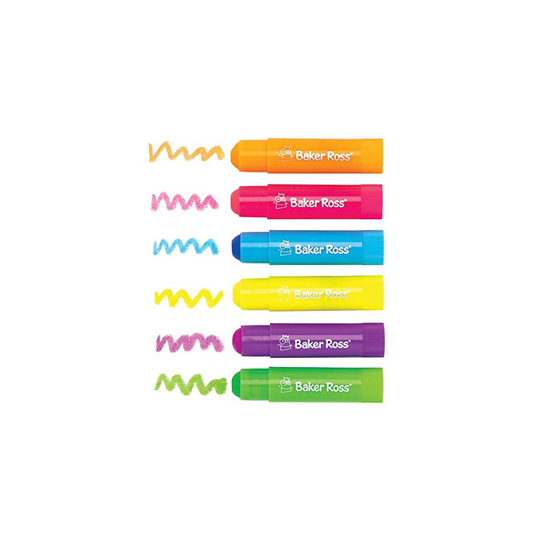 Baker Ross AT769 Baker Ross Neon Poster Paint Sticks in Classic Colours for Kids Arts and Crafts and Painting set (Pack of 6 x 10g), Assorted