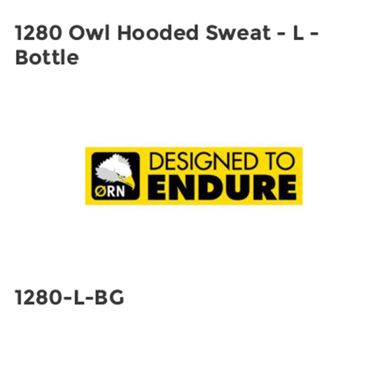 Orn 1280 Owl Hooded Sweat - L - Bottle