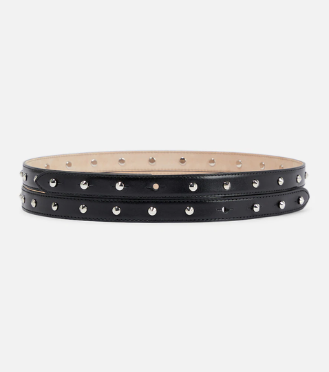 Embellished double leather belt