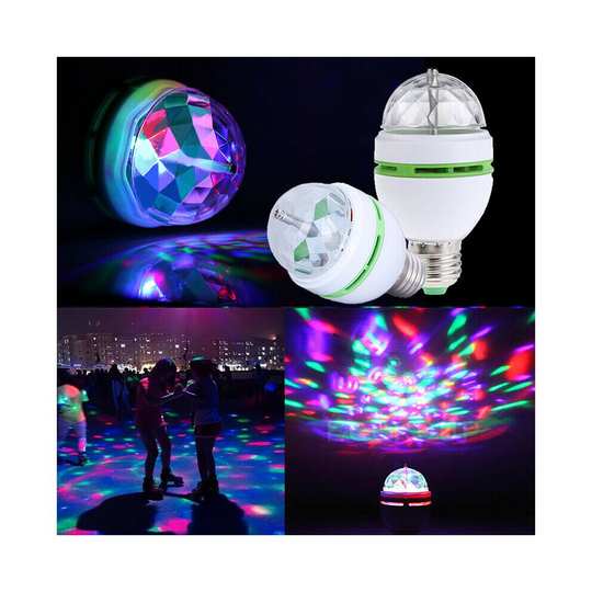 RGB LED Crystal Ball Rotating Stage Light Bulbs E27 3W Disco Party Xmas Lamp New