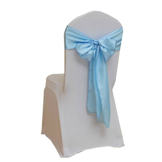 (Sky Blue) Satin Chair Cover Sashes Fuller Bow Ribbon Wedding Banquet Party Décor 10 Pcs