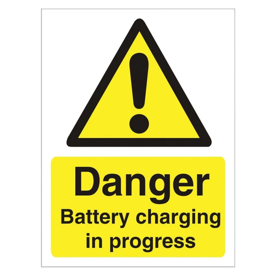 Stewart Superior Battery Charging in Progress Polycarbonate Danger Sign - 300 x