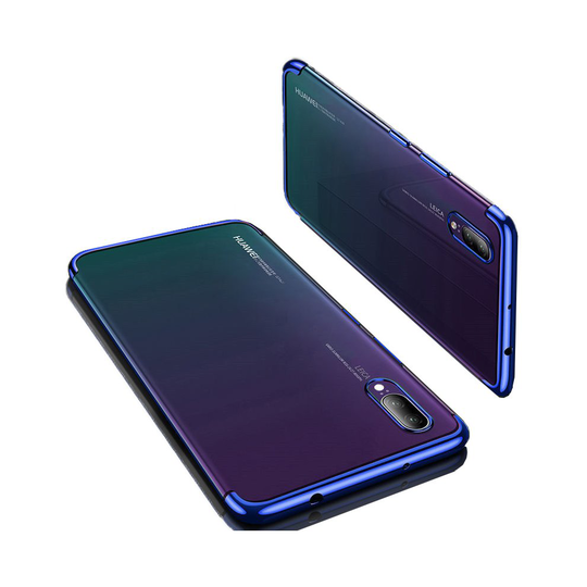 (Huawei P20 Pro, Blue) New Ultra Thin Slim Transparent Clear Plating Soft TPU Gel Silicone Phone Case Hybrid Shockproof Cover For Huawei P20 Pro Lite