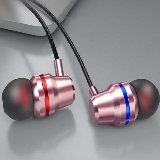(Rose Gold) Universal Metal in Ear Headphones Noise Isolating Earphones For iPhone Android