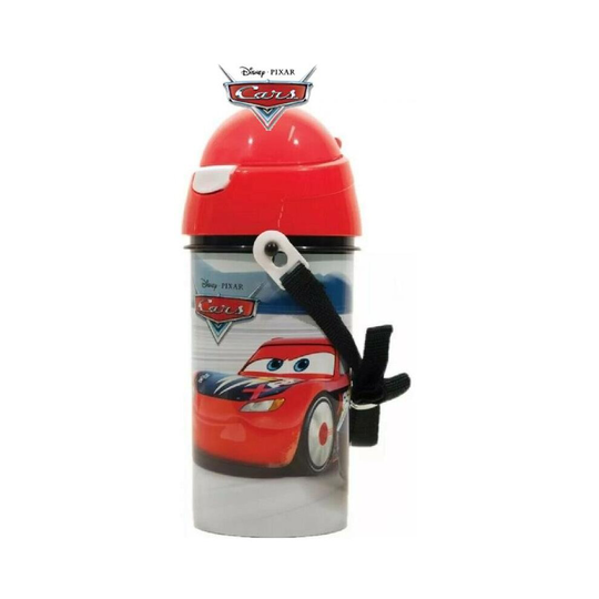 Kids Favorite Cars Character Flip Top Sports Water Bottle With Strap 500ML