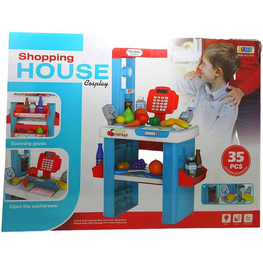 Super ToysShopping House Market Simulation Pretend play Set toys Cash register Toy -Stall Shopping Trolley Variety Toys Pretend Play Shopkeeper