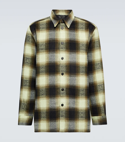 4G-jacquard checked wool shirt