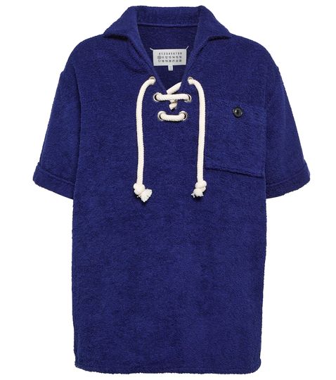 Cotton terry cloth hooded top