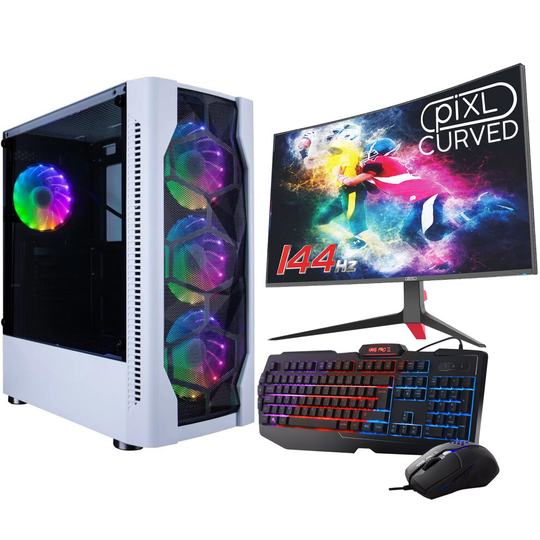 NOX GAMING PC D4 WHITE 144HZ BUNDLE CORE I5 2400, 16GB RAM, 256GB SSD 1TB HDD, GTX 1660 24" LED MONITOR