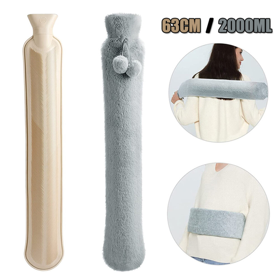 73cm Extra Long Hot Water Bottle with Super Soft Plush Cover Removable