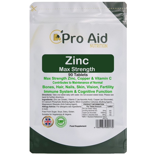 Zinc Max Strength with Vitamin C & Copper Tablets 90 Pack