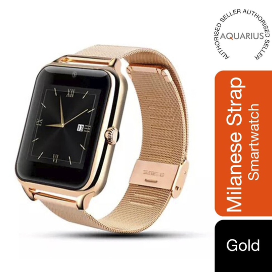 (Gold) Aquarius GT08 Milanese Strap Bluetooth Smartwatch