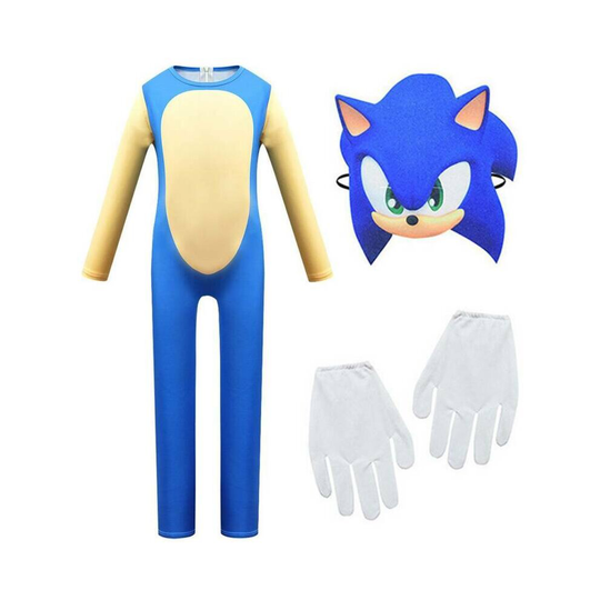 (Blue, 9-10 Years) Sonic The Hedgehog Kostüm Kinder Jumpsuit Outfit Set Cosplay Karneval Party