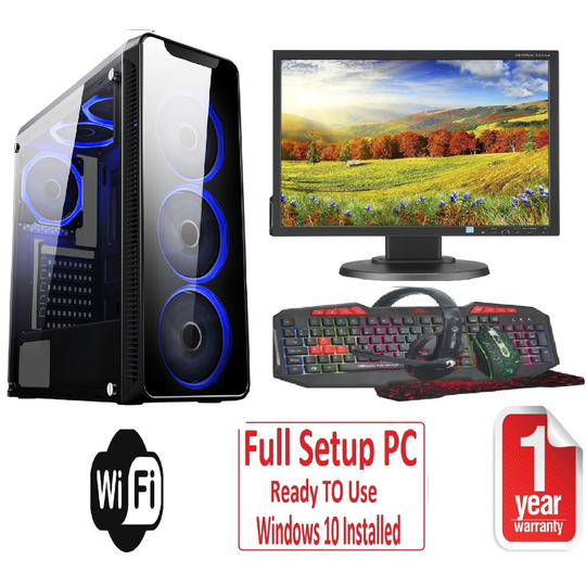 Fast Gaming PC Bundle - i5 16GB RAM 1TB GT710 2GB - WiFi - WARRANTY - 6 FANS BLUE