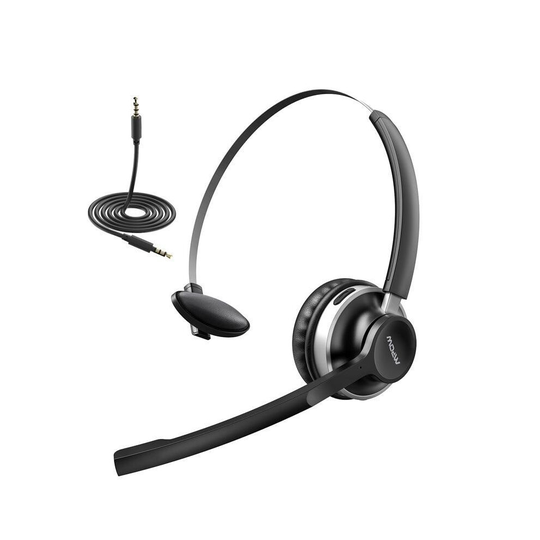 (As Seen on Image) Mpow HC3 Bluetooth 5.0 Headphone Dual Noise Cancelling Microphone Clear Wireless&Wired Headset For PC Laptop Call Center Phones (Bl