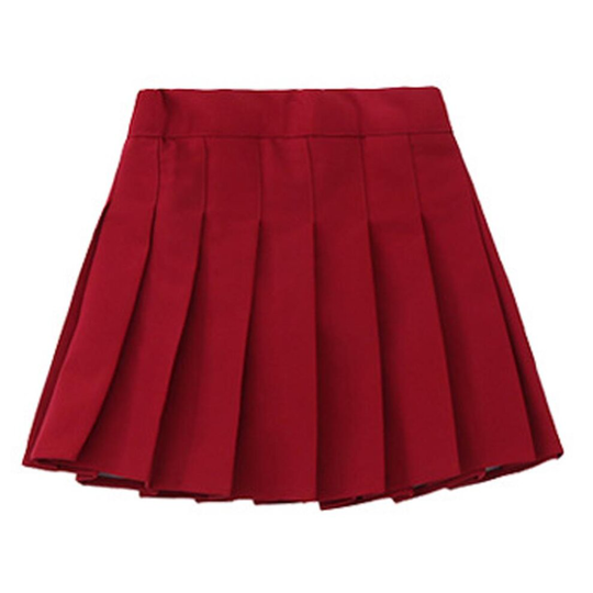 (5# Red, 120cm / Age5-6 Years) Girls High Waisted Pleated Zip Tennis Style Skater Mini Skirt (Kids)