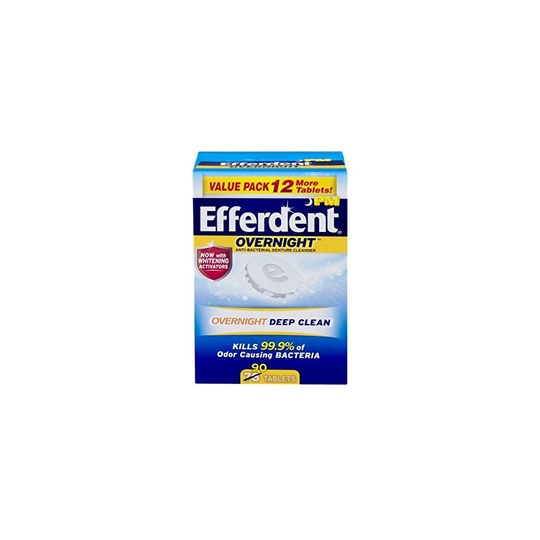 Efferdent PM Overnight Anti-Bacterial Denture Cleanser Tablets, 90 Count