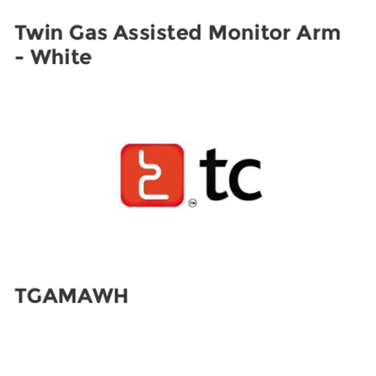TC Group Twin Gas Assisted Monitor Arm - White