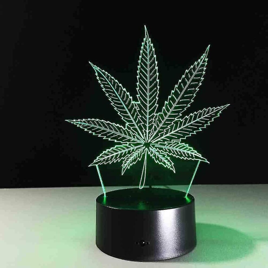 Shxx Leaves Led Animal 3D Night Light Rgb Changeable Weed 3D Lamp Optical Visual Table Lamp Room Party Decoration Lighting Xq-3D6-500