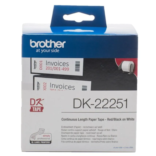 Brother Brother Red & Black Continuous Paper Roll 62mm x 15m - DK22251