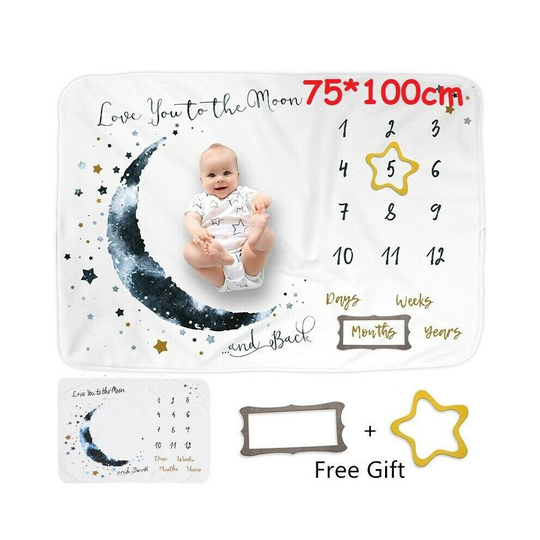 Large Baby Milestone Blanket Star Moon Photo Background Growth Memory