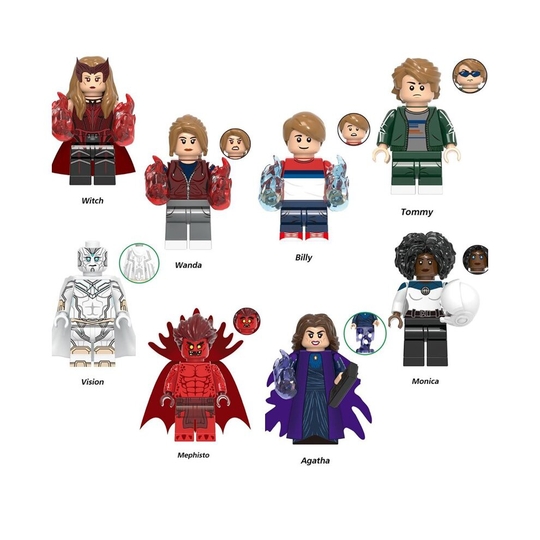 (8PCS) Wanda Vision Minifigure Marvel Super Hero Minifigure Scarlet Witch Vision Fit Lego Toy Collection