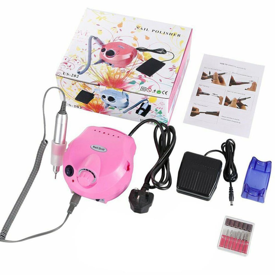 (Pink) 25000RPM Professional Electric Nail Drill File Machine Salon Pedicure Kit