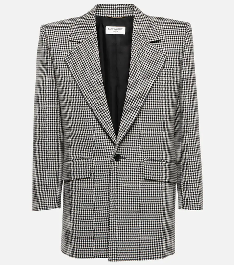Houndstooth wool blazer