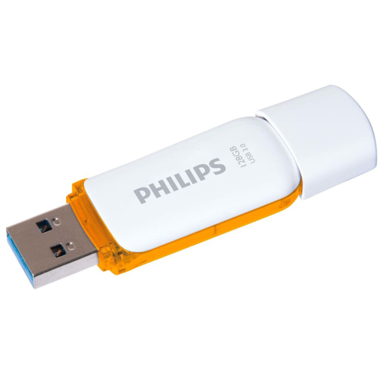 Philips USB 3.0 Flash Drive 128GB White and Orange Memory Stick Thumb Drive