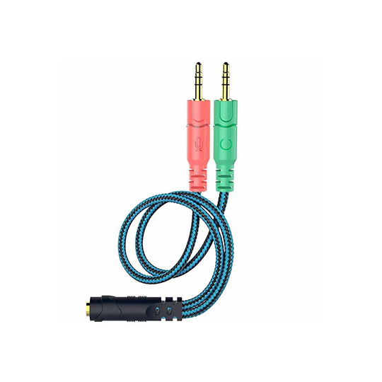 Gaming Headset to PC Adapter Splitter Cable Microphone and Headphone Jacks 2m