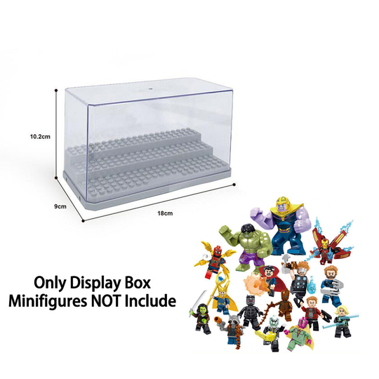 (Grey) Display Case for Marvel 16pcs/set Compatible Lego Avengers Minifigures Building Blocks Blocks Toy Children Gifts