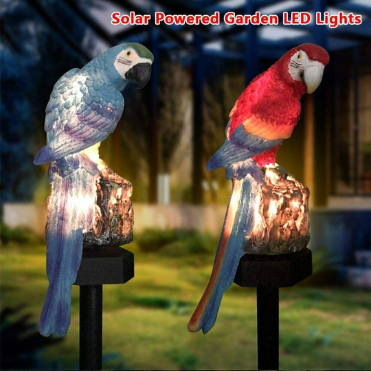 (Blue) Solar Power LED Parrot Lawn Light Waterproof Garden Landscape Lamp Outdoor Light