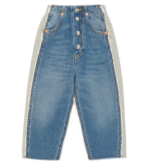 Denim and jersey sweatpants