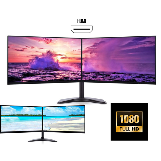 Dual Monitor Screen Full HD HDMI Grade A Dell HP Brand,New Stand 2X24"