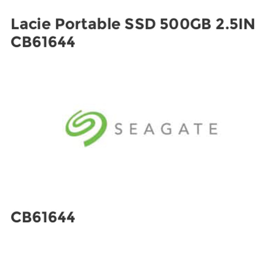 Seagate Lacie Portable SSD 500GB 2.5IN CB61644- you get 2